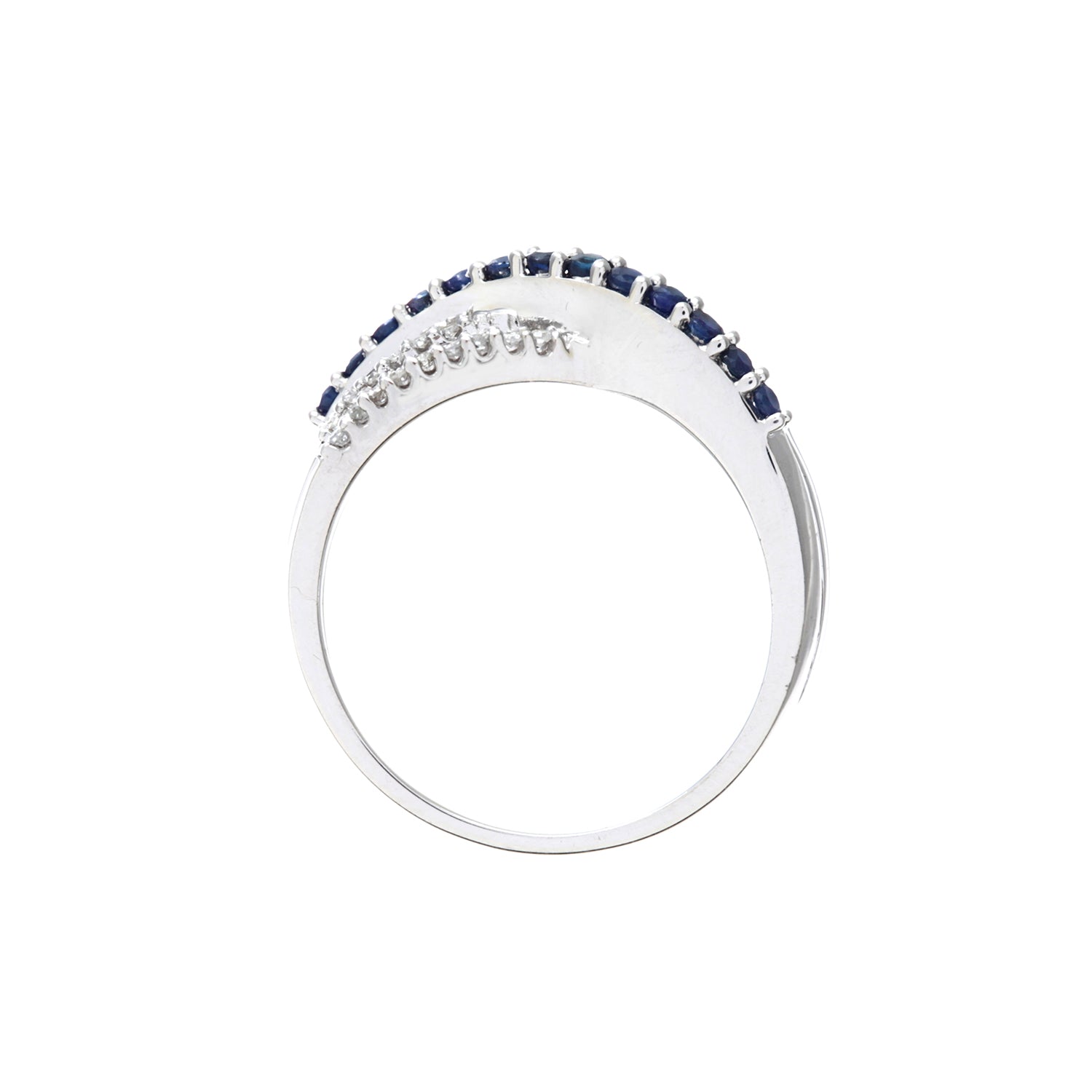 9ct White Gold  Diamond Sapphire Blue River Eternity Ring 4mm - PR0AXL6861WSA