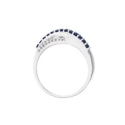 9ct White Gold  Diamond Sapphire Blue River Eternity Ring 4mm - PR0AXL6861WSA