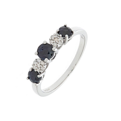 9ct White Gold  Diamond Sapphire Trilogy Eternity Ring 1.5mm - PR0AXL6862WSA
