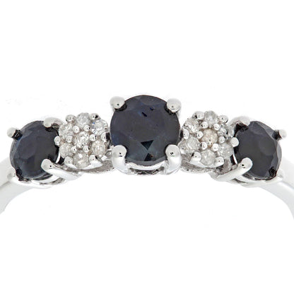 9ct White Gold  Diamond Sapphire Trilogy Eternity Ring 1.5mm - PR0AXL6862WSA