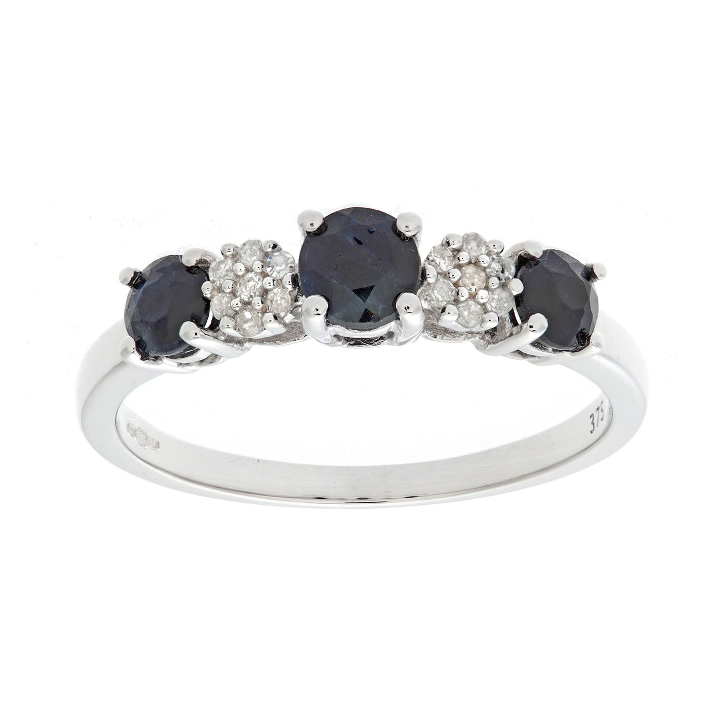 9ct White Gold  Diamond Sapphire Trilogy Eternity Ring 1.5mm - PR0AXL6862WSA