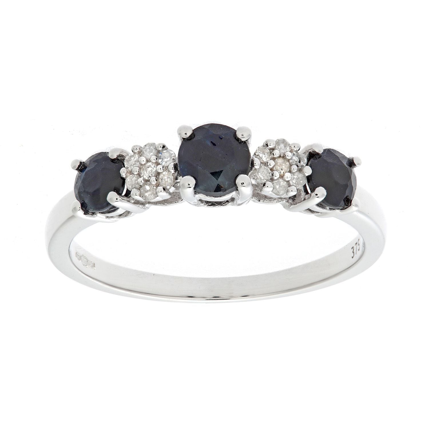 9ct White Gold  Diamond Sapphire Trilogy Eternity Ring 1.5mm - PR0AXL6862WSA