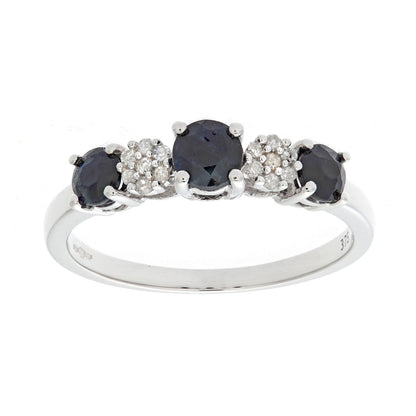 9ct White Gold  Diamond Sapphire Trilogy Eternity Ring 1.5mm - PR0AXL6862WSA