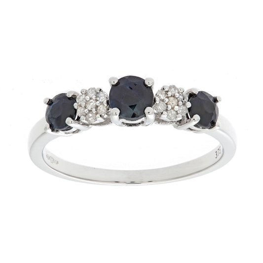 9ct White Gold  Diamond Sapphire Trilogy Eternity Ring 1.5mm - PR0AXL6862WSA