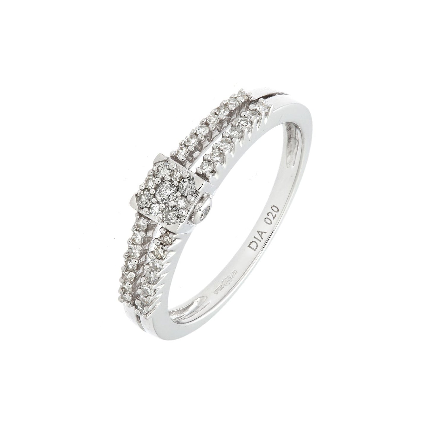 9ct White Gold  Round 20pts Diamond Halo Dress Ring - PR0AXL6863W