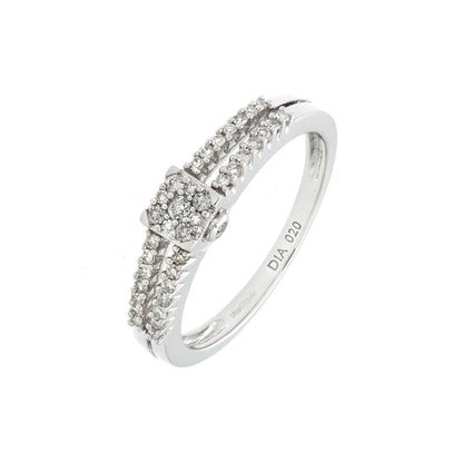 9ct White Gold  Round 20pts Diamond Halo Dress Ring - PR0AXL6863W