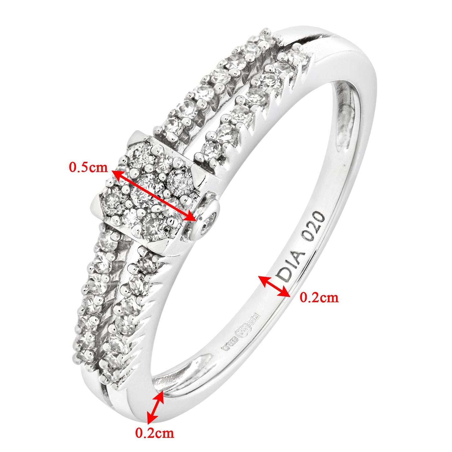 9ct White Gold  Round 20pts Diamond Halo Dress Ring - PR0AXL6863W