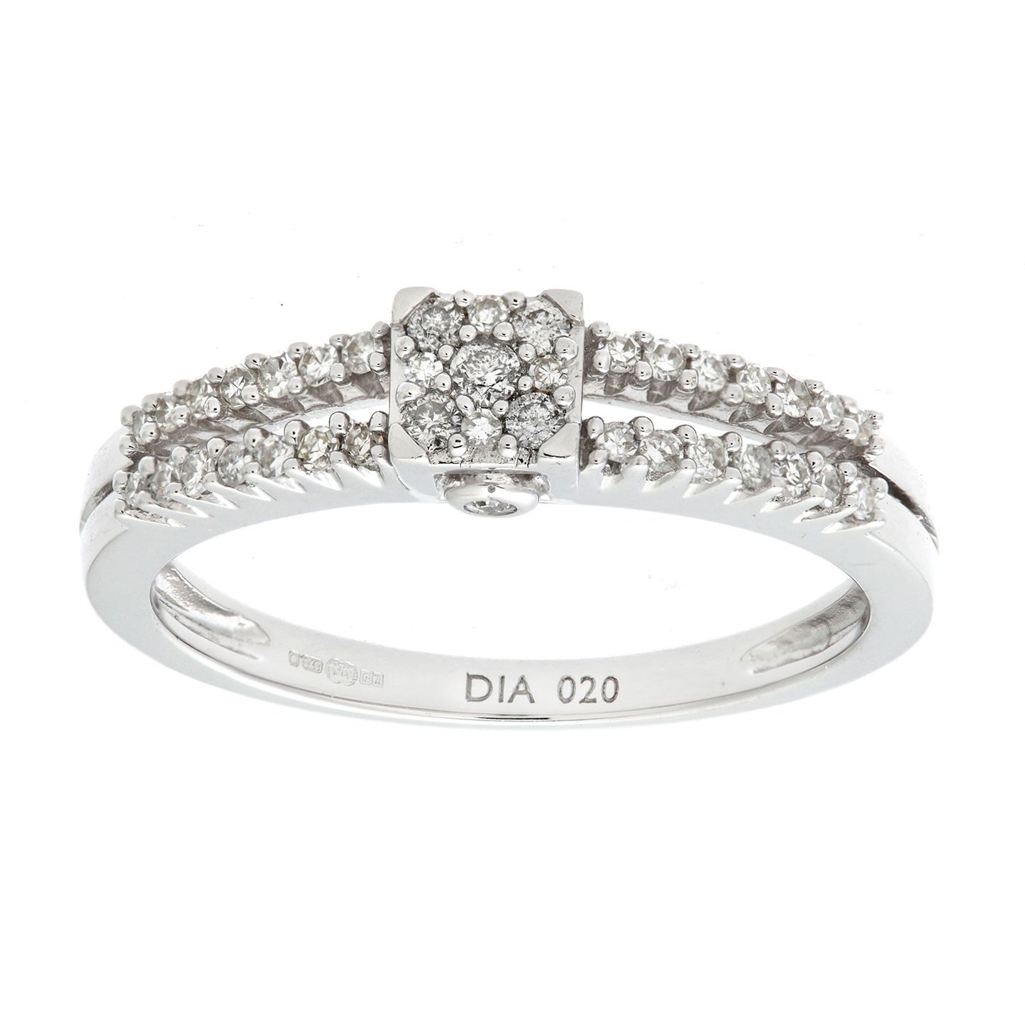 9ct White Gold  Round 20pts Diamond Halo Dress Ring - PR0AXL6863W