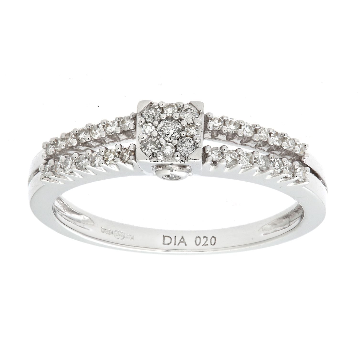 9ct White Gold  Round 20pts Diamond Halo Dress Ring - PR0AXL6863W