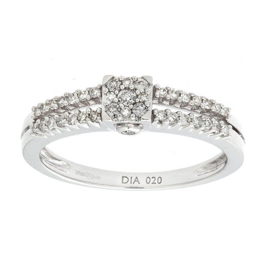 9ct White Gold  Round 20pts Diamond Halo Dress Ring - PR0AXL6863W