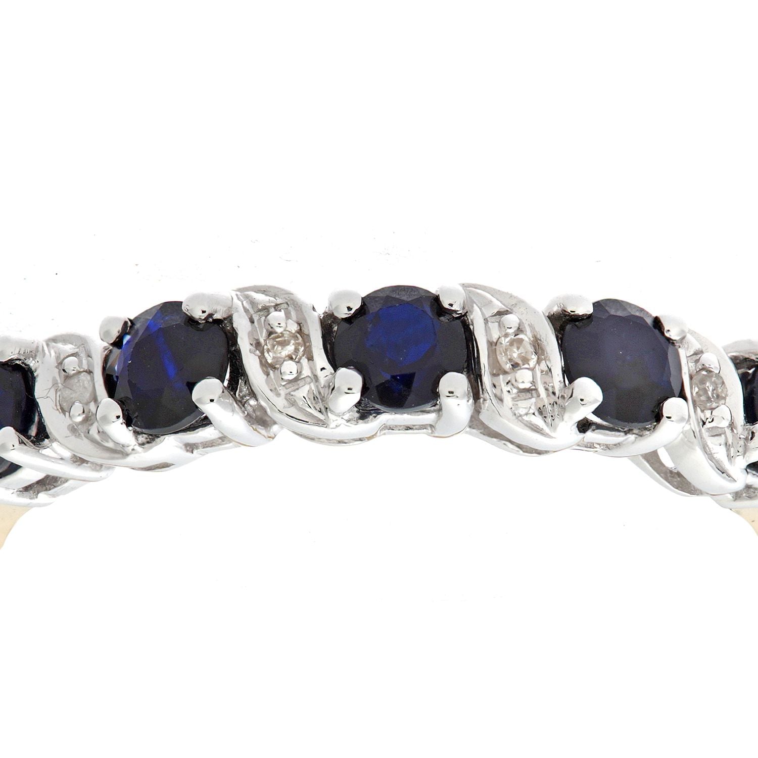 9ct Gold  Diamond Sapphire Ribbon Wave 5 Stone Eternity Ring 2mm - PR0AXL6899YSA