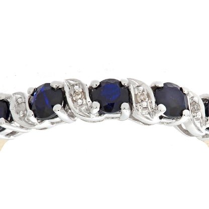 9ct Gold  Diamond Sapphire Ribbon Wave 5 Stone Eternity Ring 2mm - PR0AXL6899YSA