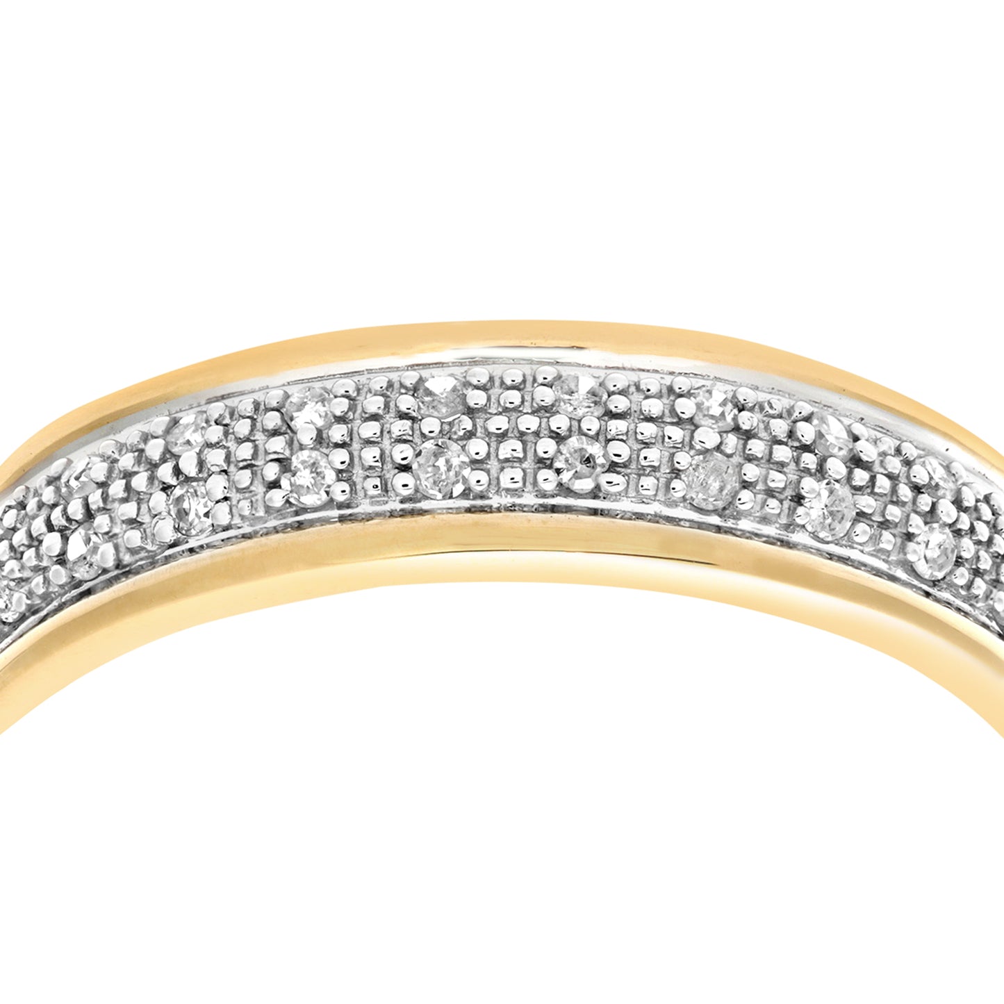 9ct Gold  10pts Diamond Micro Bead 2 Row Pave Wedding Ring 4.5mm - PR0AXL6953Y