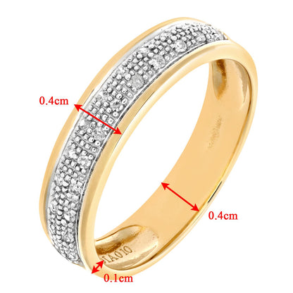 9ct Gold  10pts Diamond Micro Bead 2 Row Pave Wedding Ring 4.5mm - PR0AXL6953Y