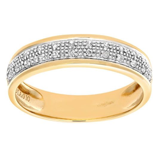 9ct Gold  10pts Diamond Micro Bead 2 Row Pave Wedding Ring 4.5mm - PR0AXL6953Y