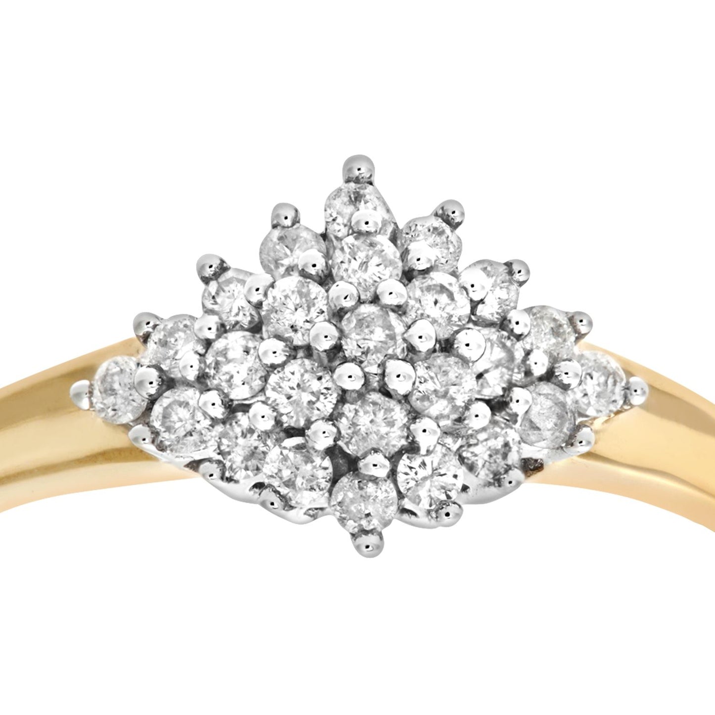 9ct Gold  Round 1/3ct Diamond Rhombus Quad Cluster Ring 9mm - PR0AXL6963Y
