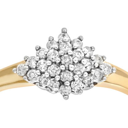 9ct Gold  Round 1/3ct Diamond Rhombus Quad Cluster Ring 9mm - PR0AXL6963Y