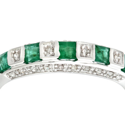 9ct White Gold  Diamond Square Emerald 5 Stone Eternity Ring 2.5mm - PR0AXL6994WEM