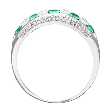 9ct White Gold  Diamond Square Emerald 5 Stone Eternity Ring 2.5mm - PR0AXL6994WEM