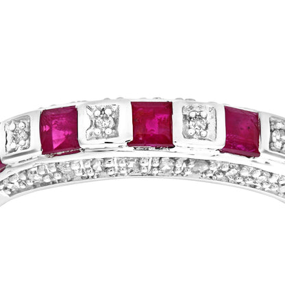 9ct White Gold  Diamond Square Ruby 5 Stone Eternity Ring 2.5mm - PR0AXL6994WRU