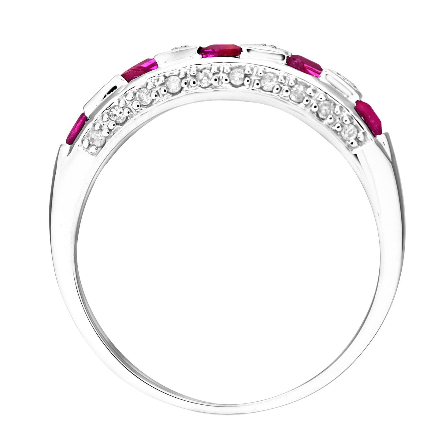 9ct White Gold  Diamond Square Ruby 5 Stone Eternity Ring 2.5mm - PR0AXL6994WRU