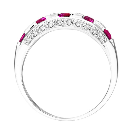 9ct White Gold  Diamond Square Ruby 5 Stone Eternity Ring 2.5mm - PR0AXL6994WRU