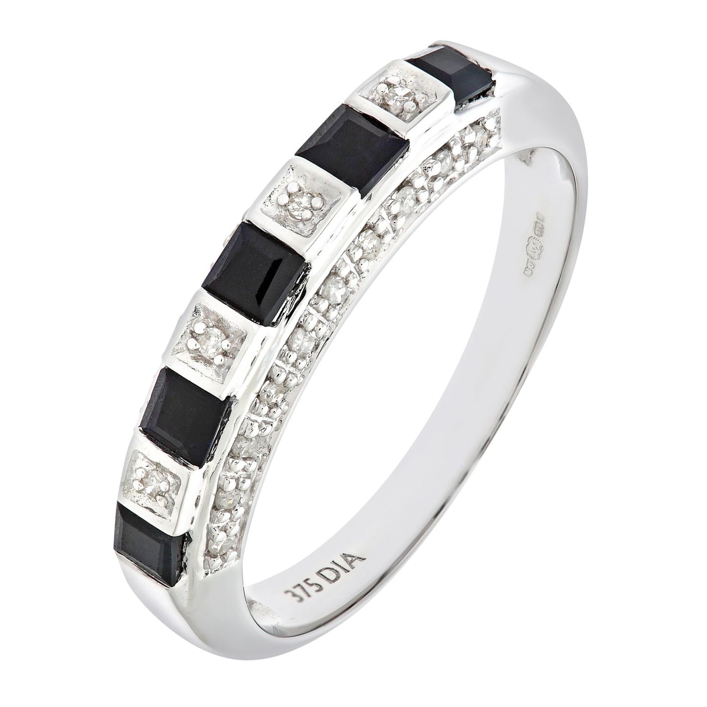 9ct White Gold  Diamond Square Sapphire Eternity Ring 2.5mm - PR0AXL6994WSA