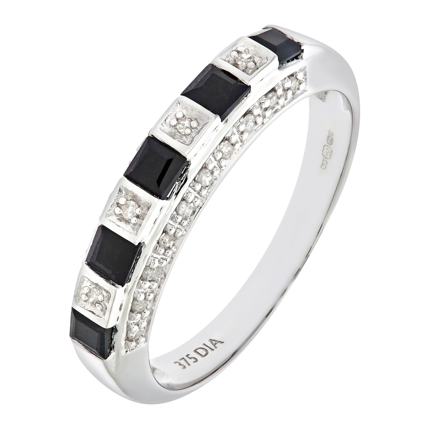 9ct White Gold  Diamond Square Sapphire Eternity Ring 2.5mm - PR0AXL6994WSA