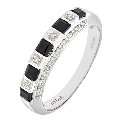 9ct White Gold  Diamond Square Sapphire Eternity Ring 2.5mm - PR0AXL6994WSA