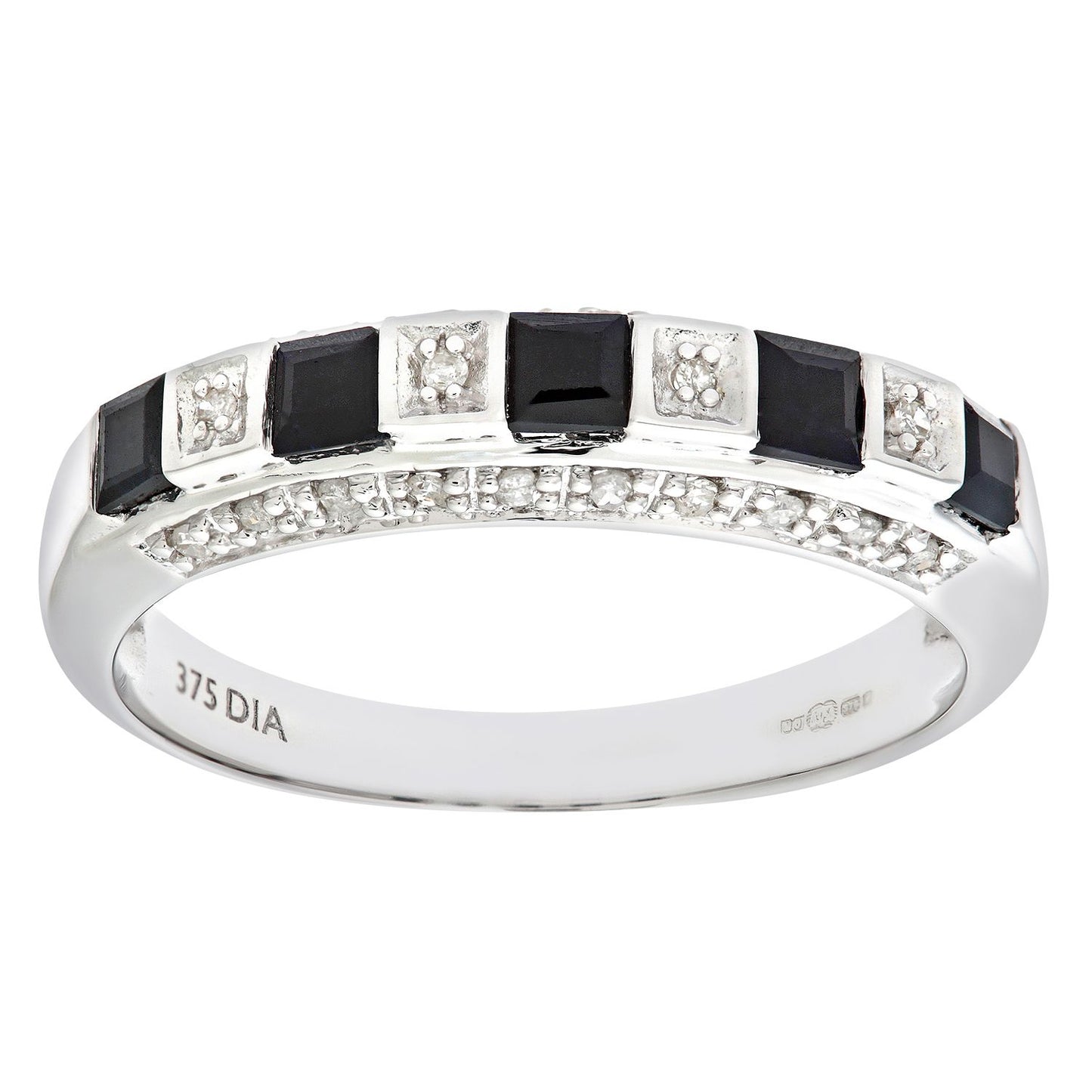 9ct White Gold  Diamond Square Sapphire Eternity Ring 2.5mm - PR0AXL6994WSA