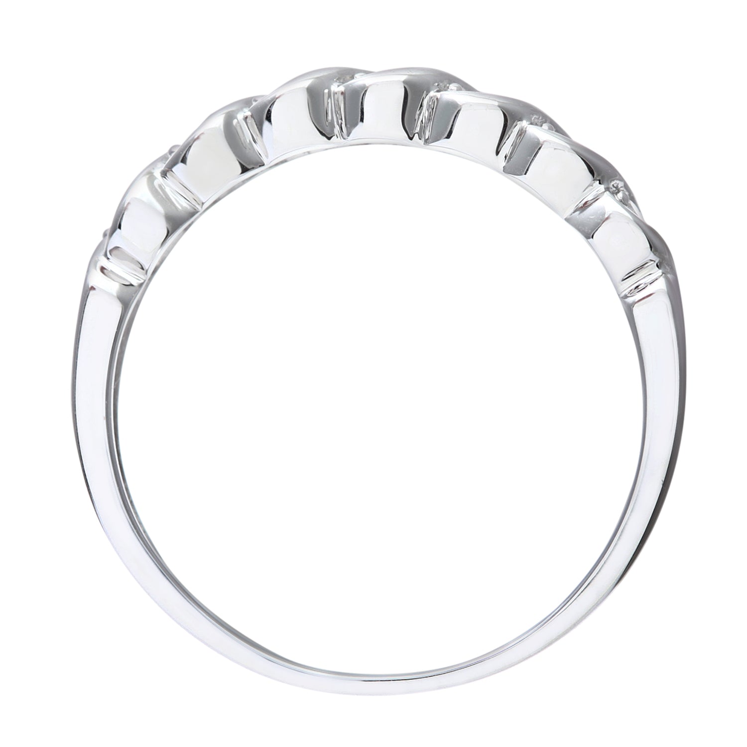 9ct White Gold  Diamond Wavy Ribbon Twist 7 Stone Eternity Ring - PR0AXL7018W