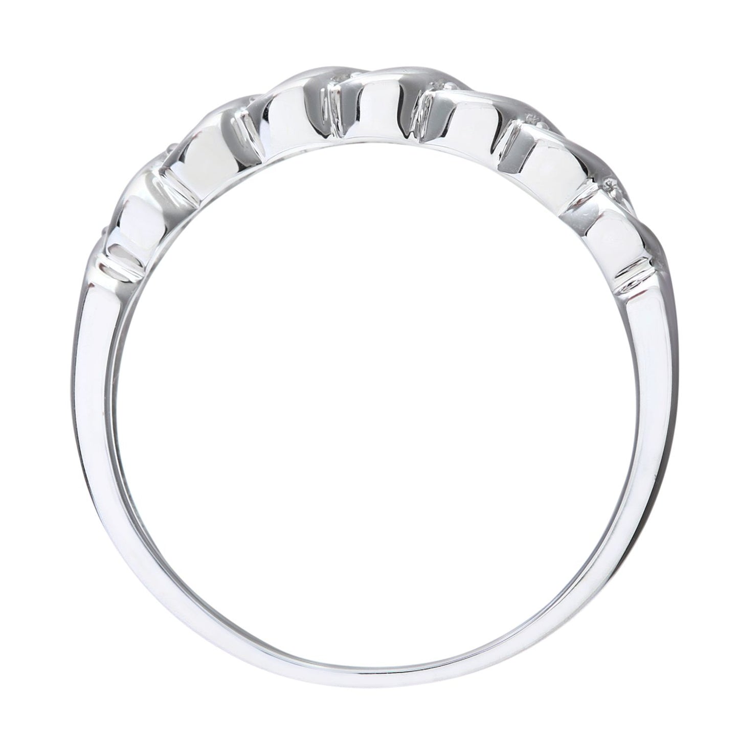 9ct White Gold  Diamond Wavy Ribbon Twist 7 Stone Eternity Ring - PR0AXL7018W