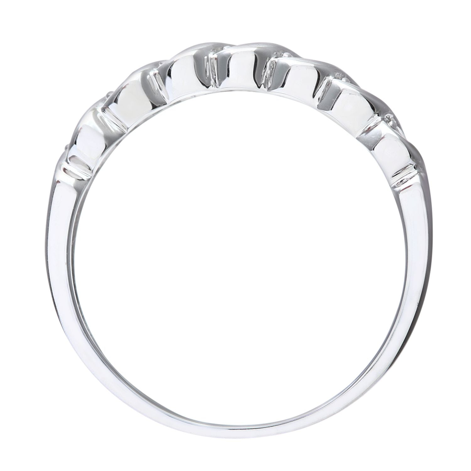 9ct White Gold  Diamond Wavy Ribbon Twist 7 Stone Eternity Ring - PR0AXL7018W
