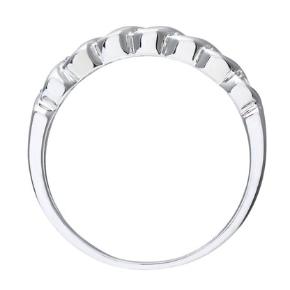 9ct White Gold  Diamond Wavy Ribbon Twist 7 Stone Eternity Ring - PR0AXL7018W