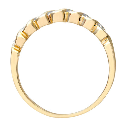 9ct Gold  Diamond Wavy Ribbon Twist 7 Stone Eternity Ring 4mm - PR0AXL7018Y