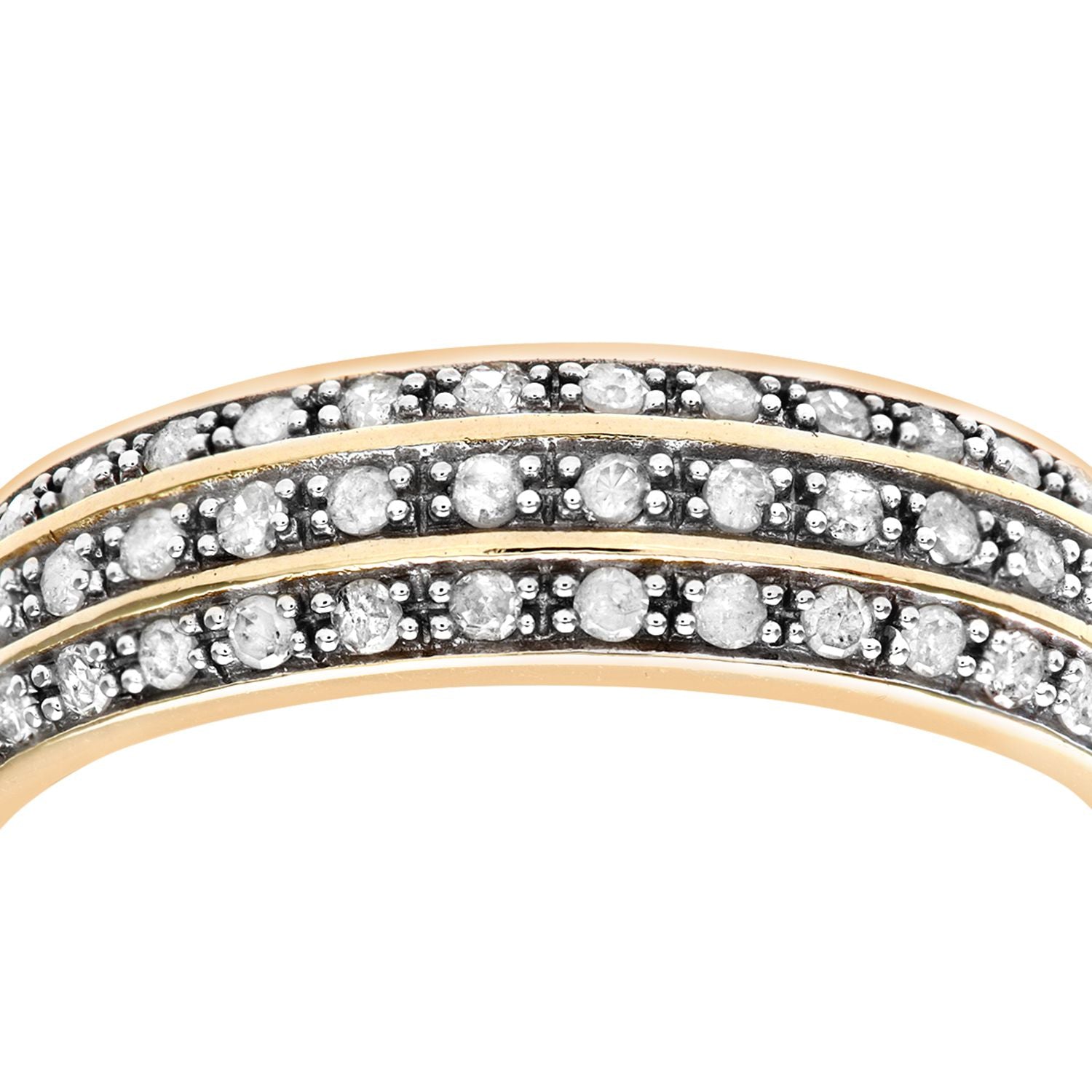 9ct Gold  1/4ct Diamond Micro Bead 3 Row Pave Wedding Ring 3.5mm - PR0AXL7240Y