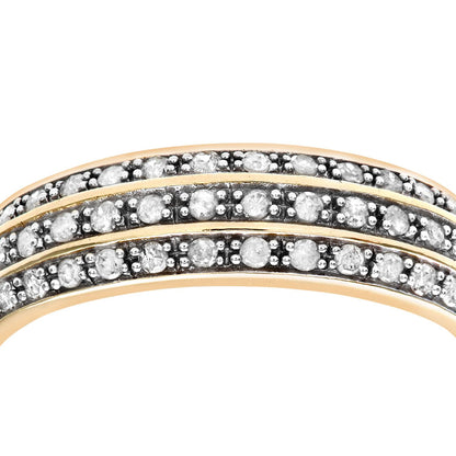 9ct Gold  1/4ct Diamond Micro Bead 3 Row Pave Wedding Ring 3.5mm - PR0AXL7240Y