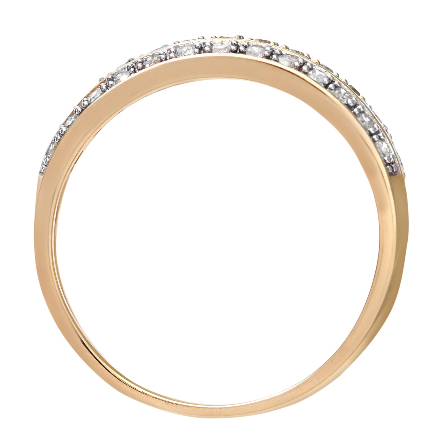 9ct Gold  1/4ct Diamond Micro Bead 3 Row Pave Wedding Ring 3.5mm - PR0AXL7240Y