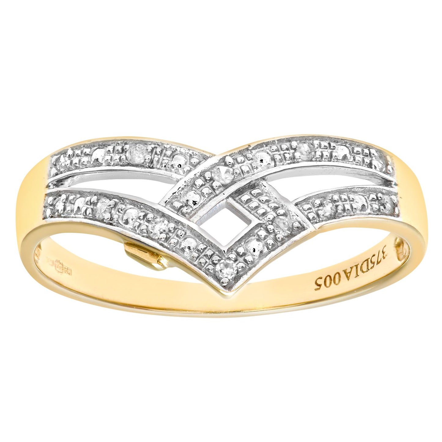 9ct Gold  5pts Diamond Split Pave Wishbone Eternity Ring 2mm - PR0AXL7250Y