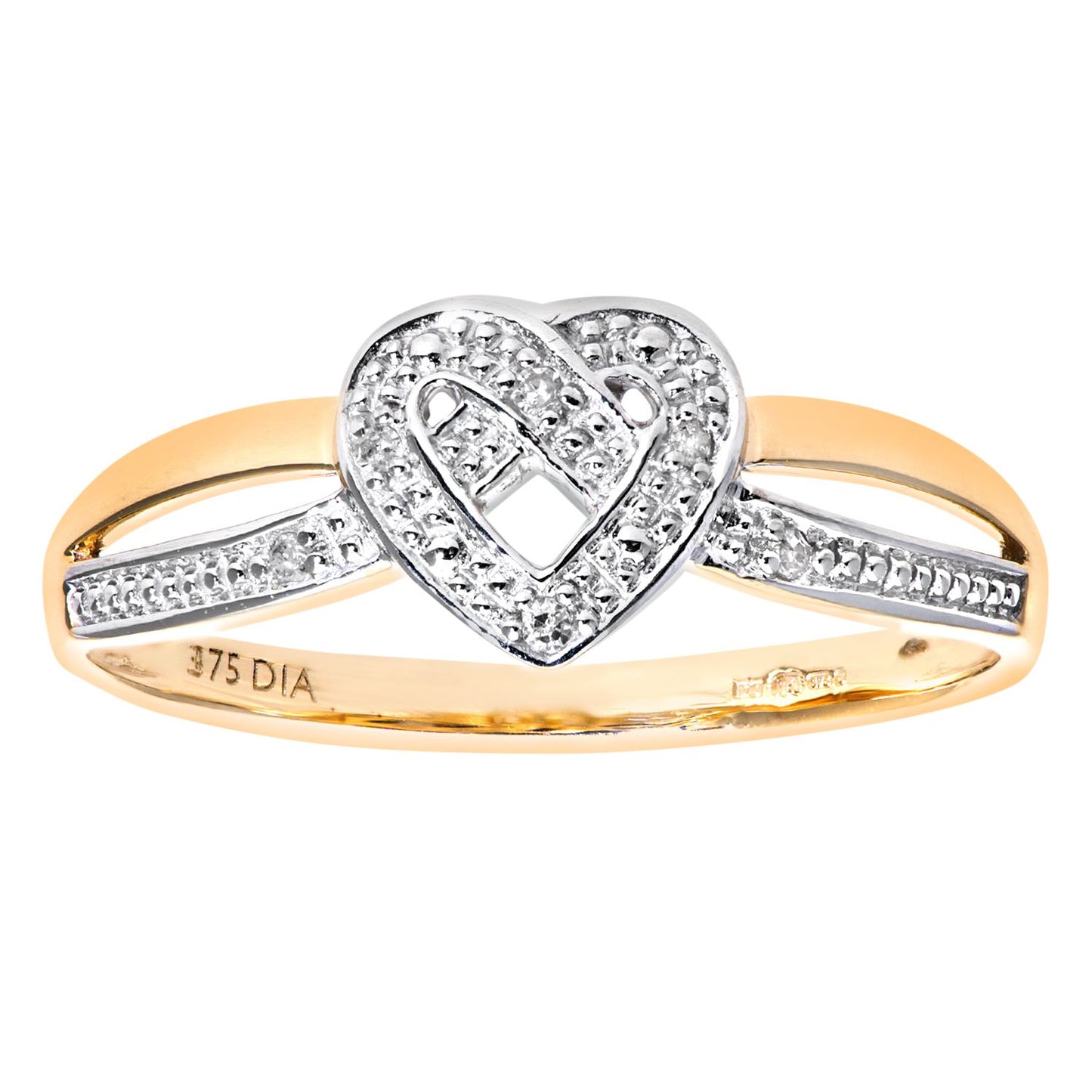 9ct Gold  Round 2pts Diamond Heart Dress Ring - PR0AXL7254Y
