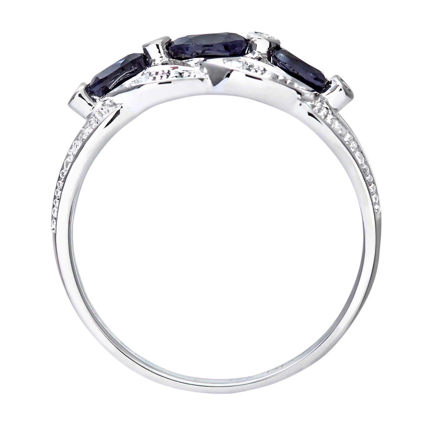 9ct White Gold  Diamond Oval Sapphire Split Inifnity Trilogy Ring - PR0AXL7340WSA