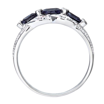9ct White Gold  Diamond Oval Sapphire Split Inifnity Trilogy Ring - PR0AXL7340WSA