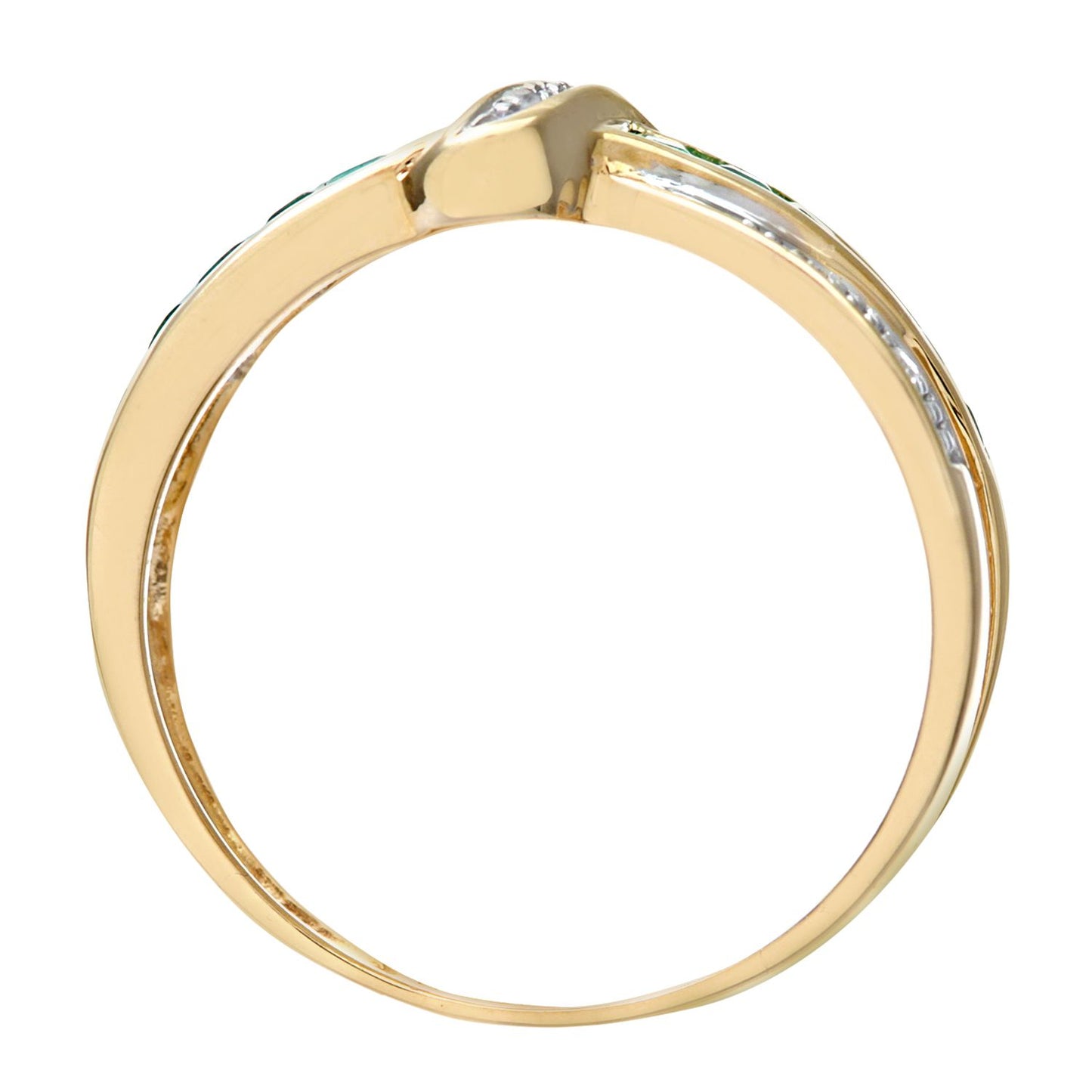 9ct Gold  Diamond Square 0.53ct Emerald Knot Eternity Ring 3mm - PR0AXL7360YEM