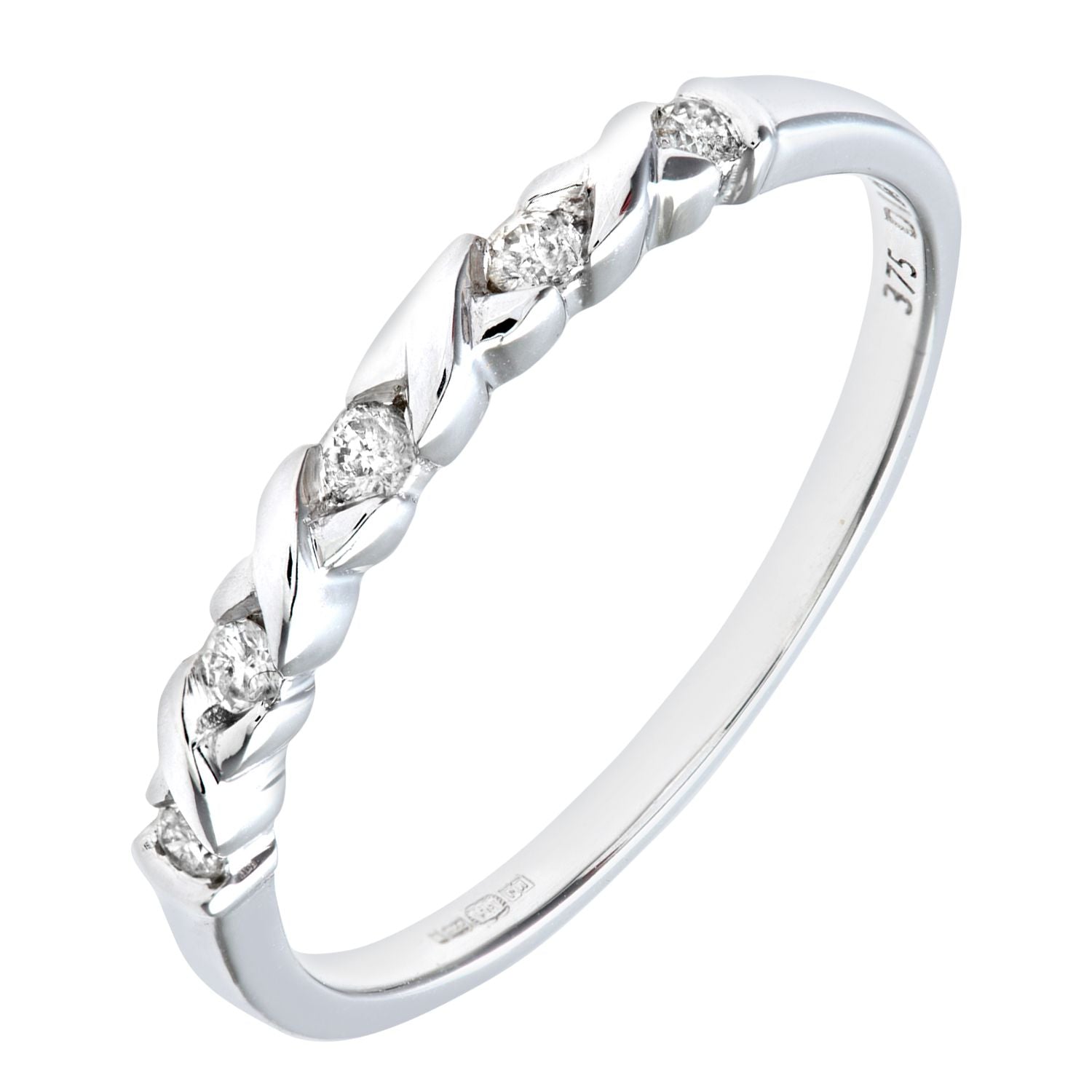 9ct White Gold  Round 10pts Diamond Kiss Eternity Ring 1.5mm - PR0AXL7372W