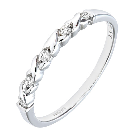 9ct White Gold  Round 10pts Diamond Kiss Eternity Ring 1.5mm - PR0AXL7372W