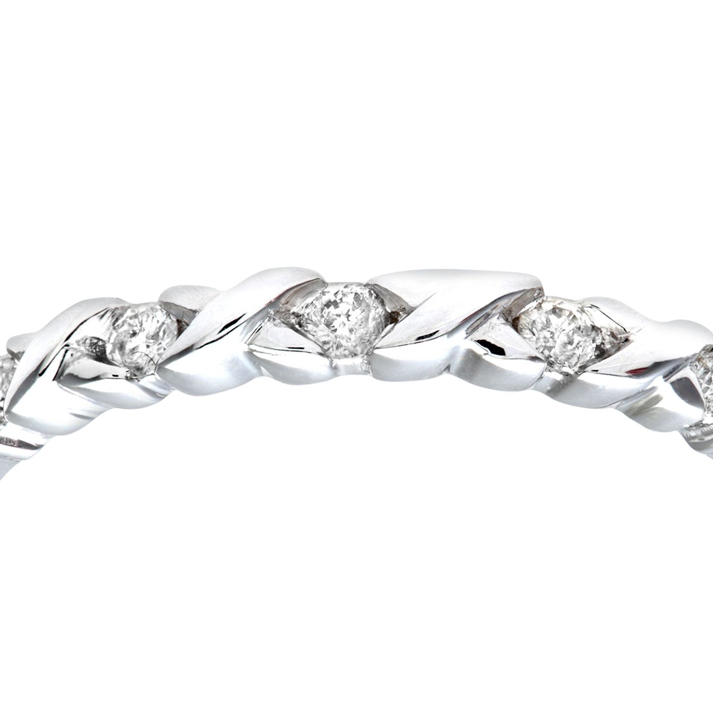9ct White Gold  Round 10pts Diamond Kiss Eternity Ring 1.5mm - PR0AXL7372W