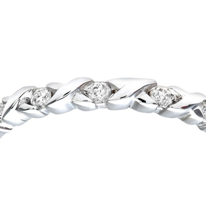 9ct White Gold  Round 10pts Diamond Kiss Eternity Ring 1.5mm - PR0AXL7372W