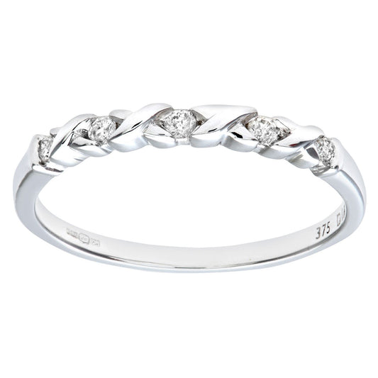 9ct White Gold  Round 10pts Diamond Kiss Eternity Ring 1.5mm - PR0AXL7372W