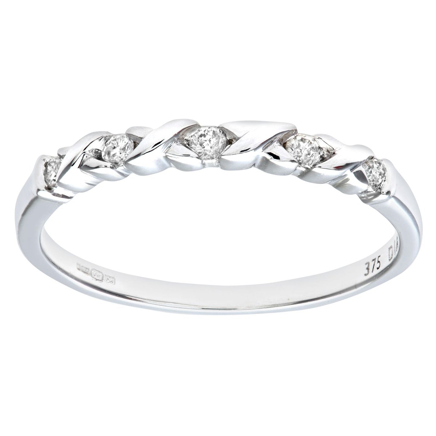 9ct White Gold  Round 10pts Diamond Kiss Eternity Ring 1.5mm - PR0AXL7372W