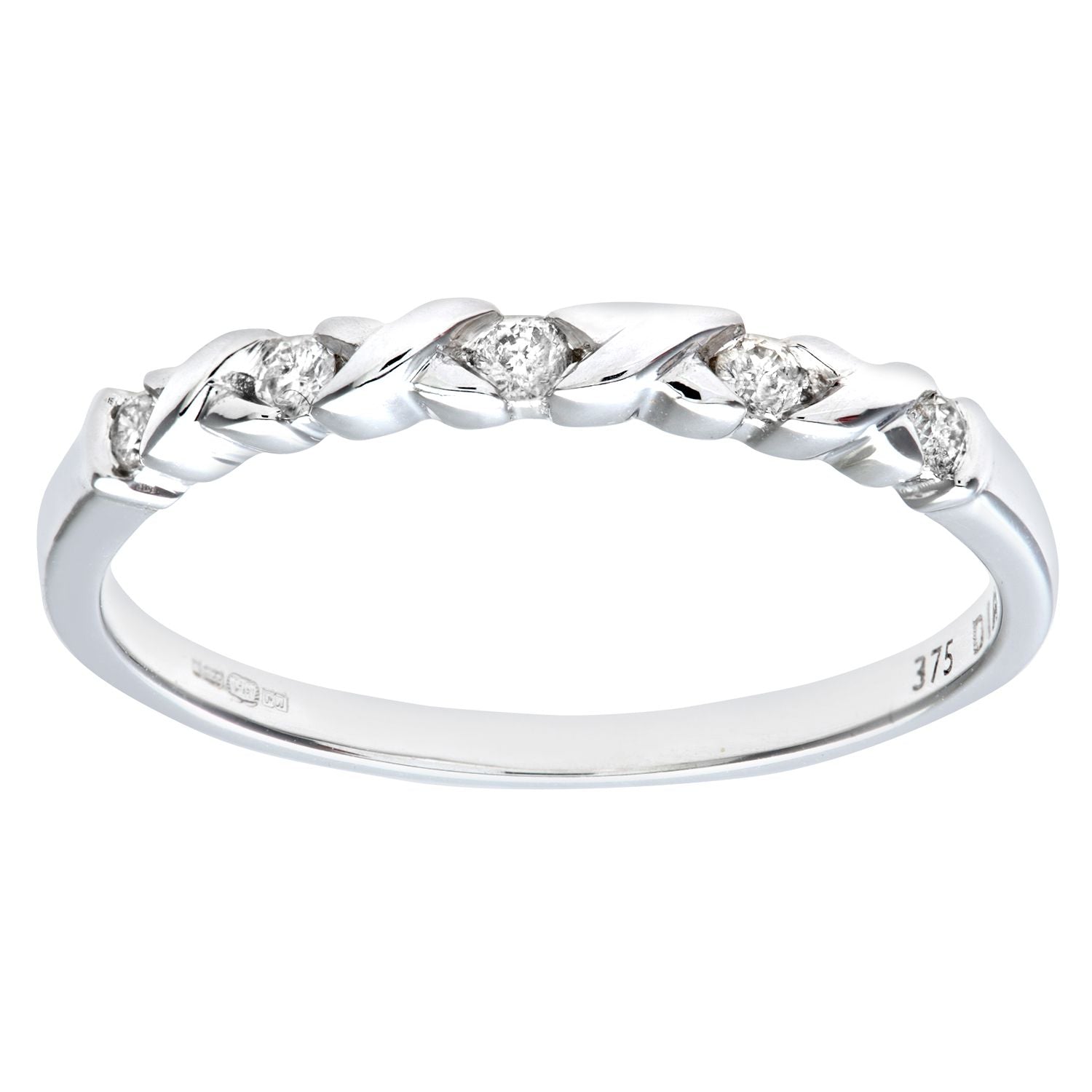 9ct White Gold  Round 10pts Diamond Kiss Eternity Ring 1.5mm - PR0AXL7372W